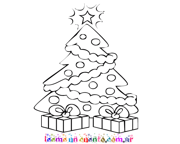 Dibujo de arbolito de navidad para colorear. Dibujos de Árbol navideño con  regalos.