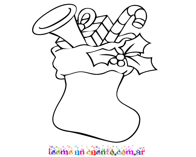 Dibujo de media con dulces para colorear. Imprimir Bota con dulces de Noche Buena. Dibujo de media con dulces para colorear. Imprimir Bota con dulces de Noche Buena.